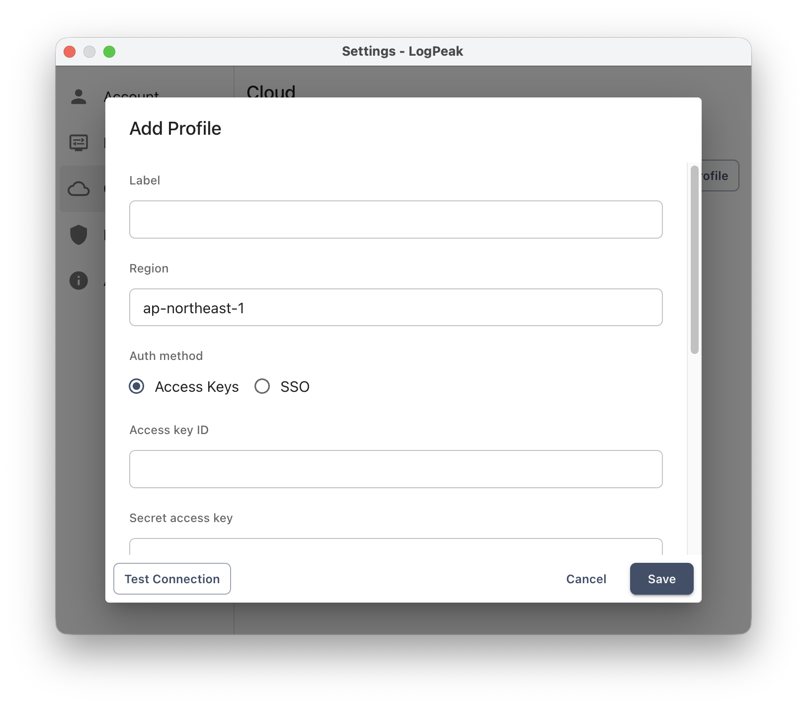 Add Profile dialog